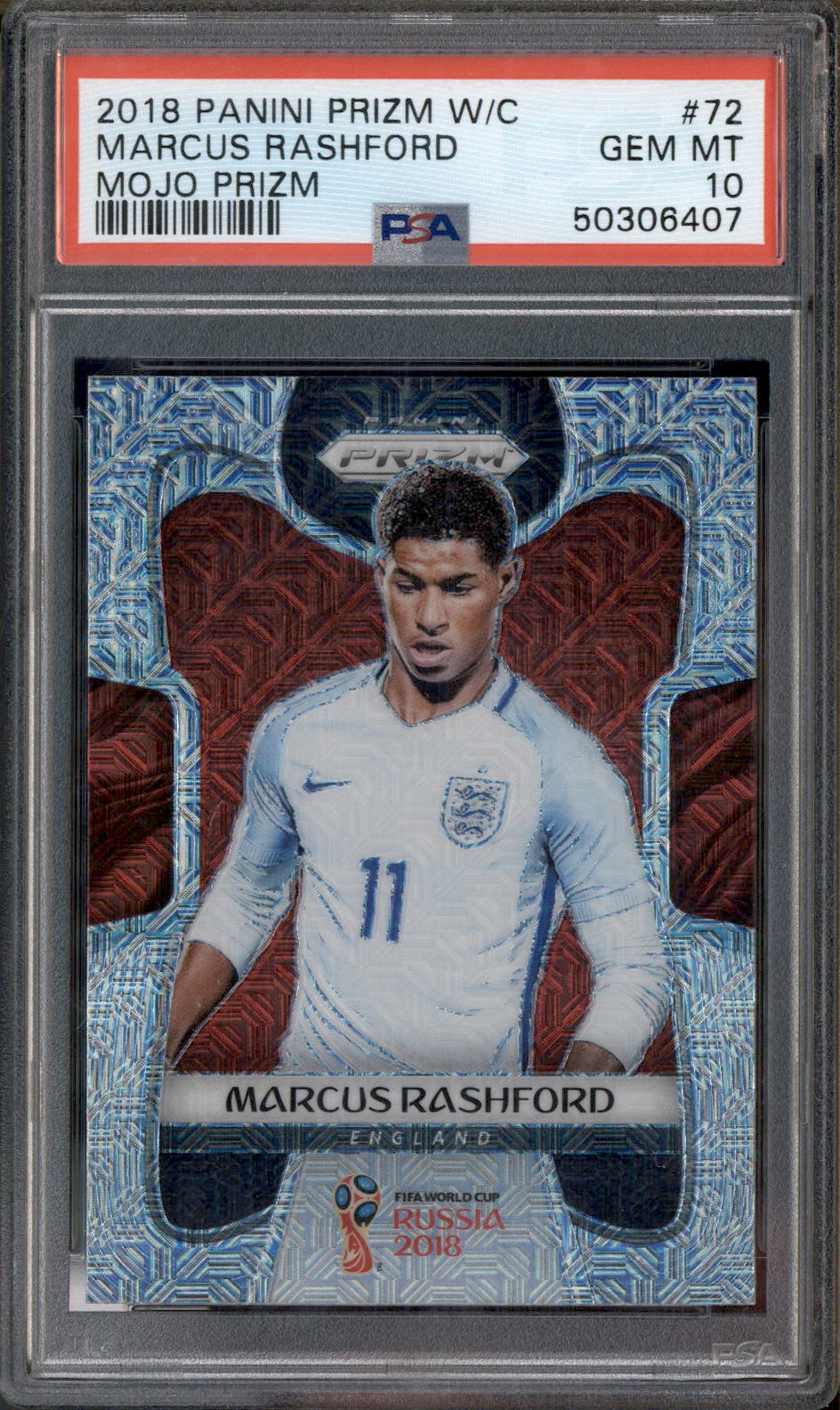 2018 Panini Prizm World Cup Mojo Prizm #72 Marcus Rashford PSA 10