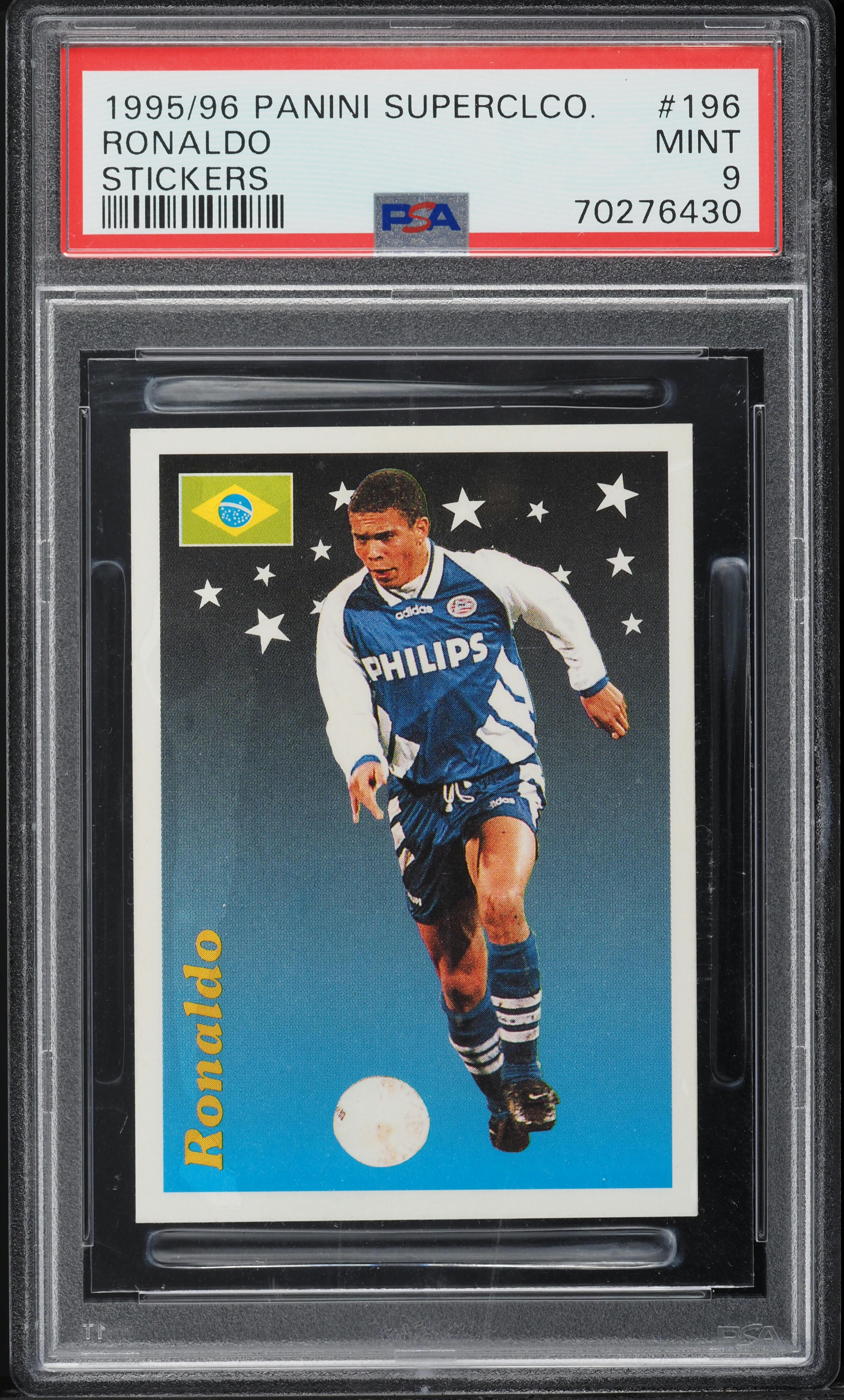 1995 Panini Supercalcio Stickers Ronaldo ROOKIE #196 PSA 9 MINT