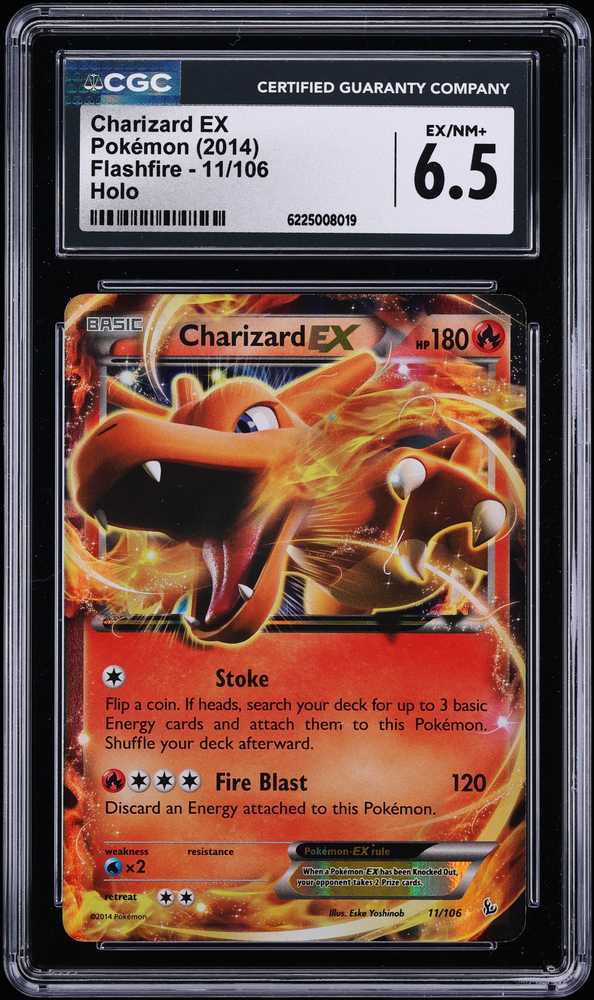 2014 Pokemon XY Flashfire Holo Charizard EX #11 CGC 6.5 EXMT+