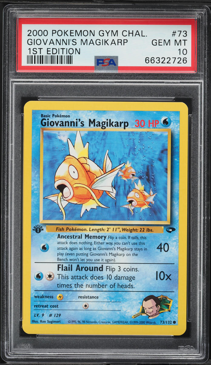 2000 Pokemon Gym Challenge 1st Edition Giovanni's Magikarp #73 PSA 10 GEM MINT