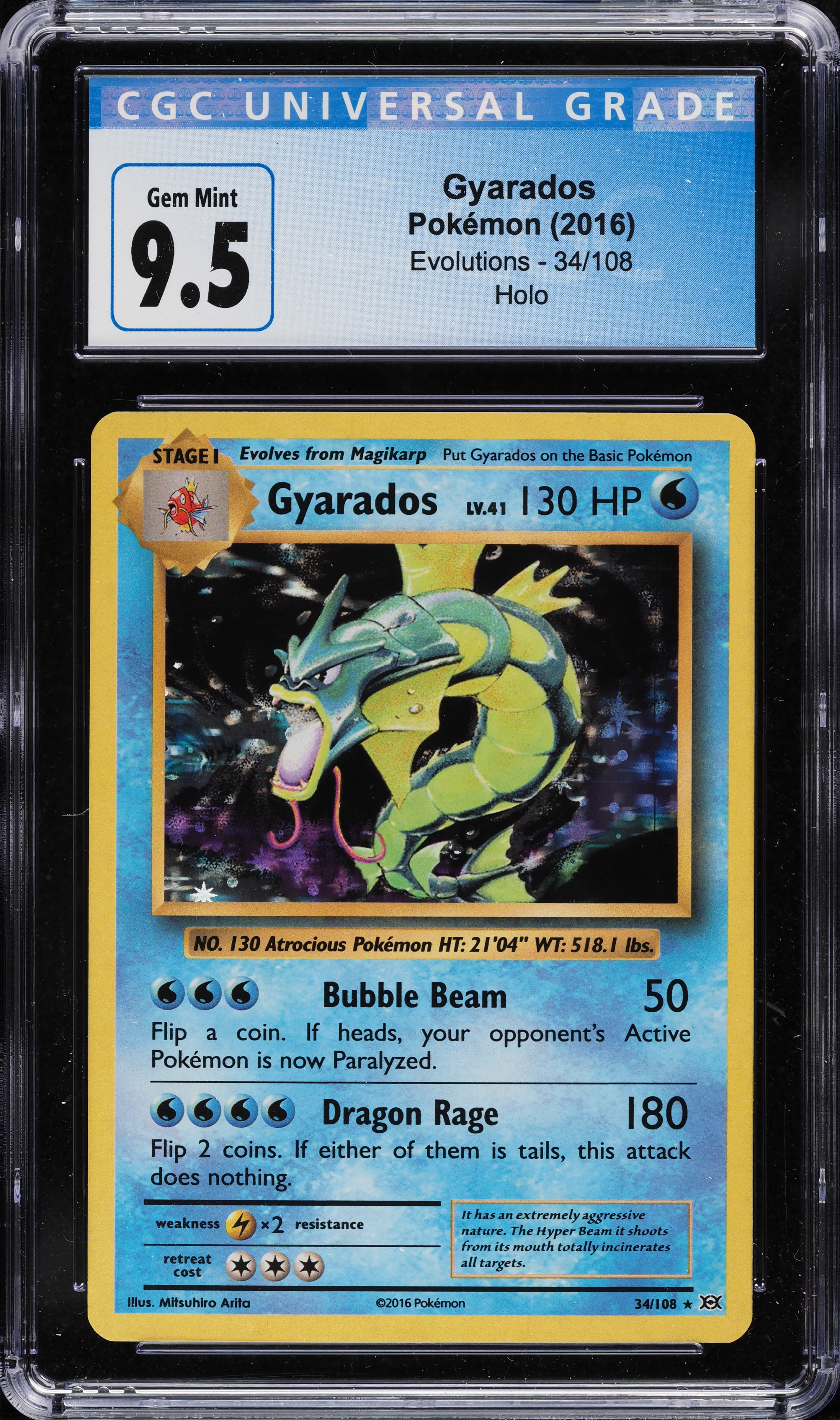 2016 Pokemon XY Evolutions Holo Gyarados #34 CGC 9.5 GEM MINT