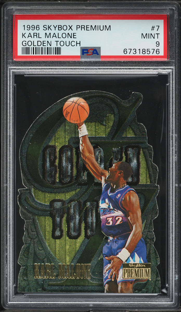 1996 Skybox Premium Golden Touch Karl Malone #7 PSA 9 MINT