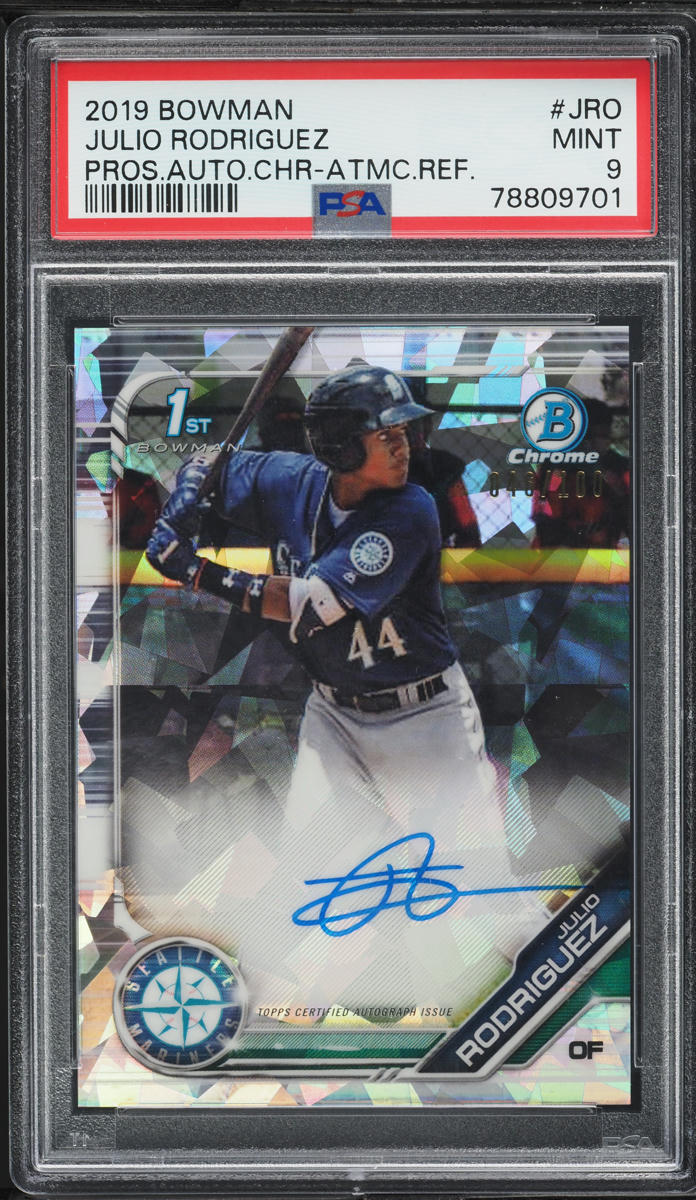2019 Bowman Chrome Atomic Refractor Julio Rodriguez PROSPECT AUTO /100 PSA 9