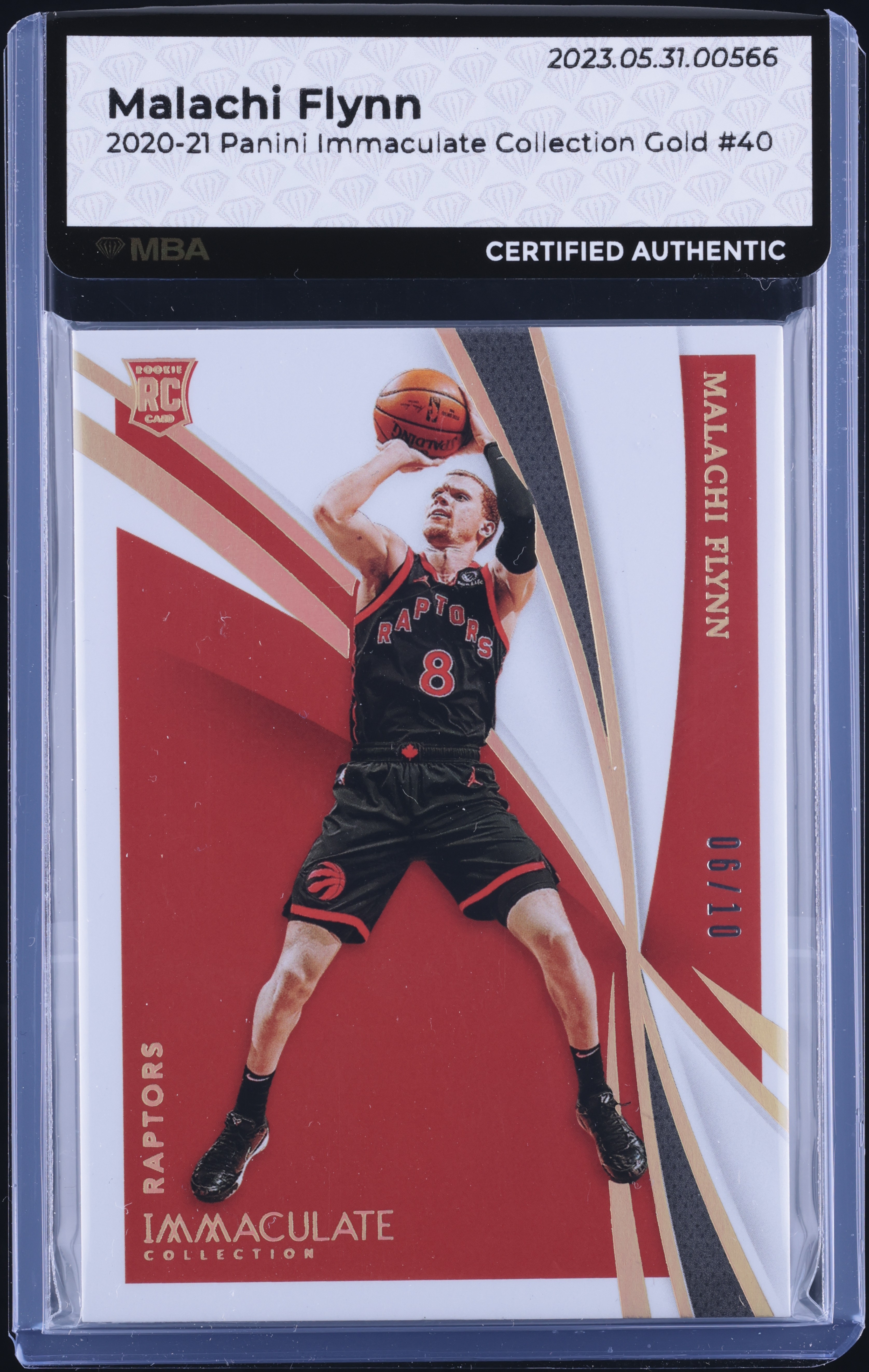 2020 Immaculate Collection Gold Malachi Flynn ROOKIE /10 #40 MBA AUTH
