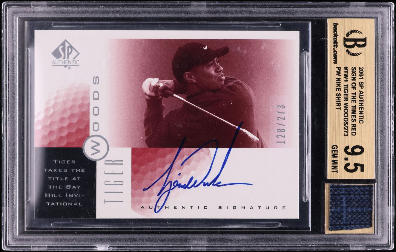 2001 SP Authentic Sign Of The Times Red Tiger Woods ROOKIE AUTO /273 BGS 9.5 GEM