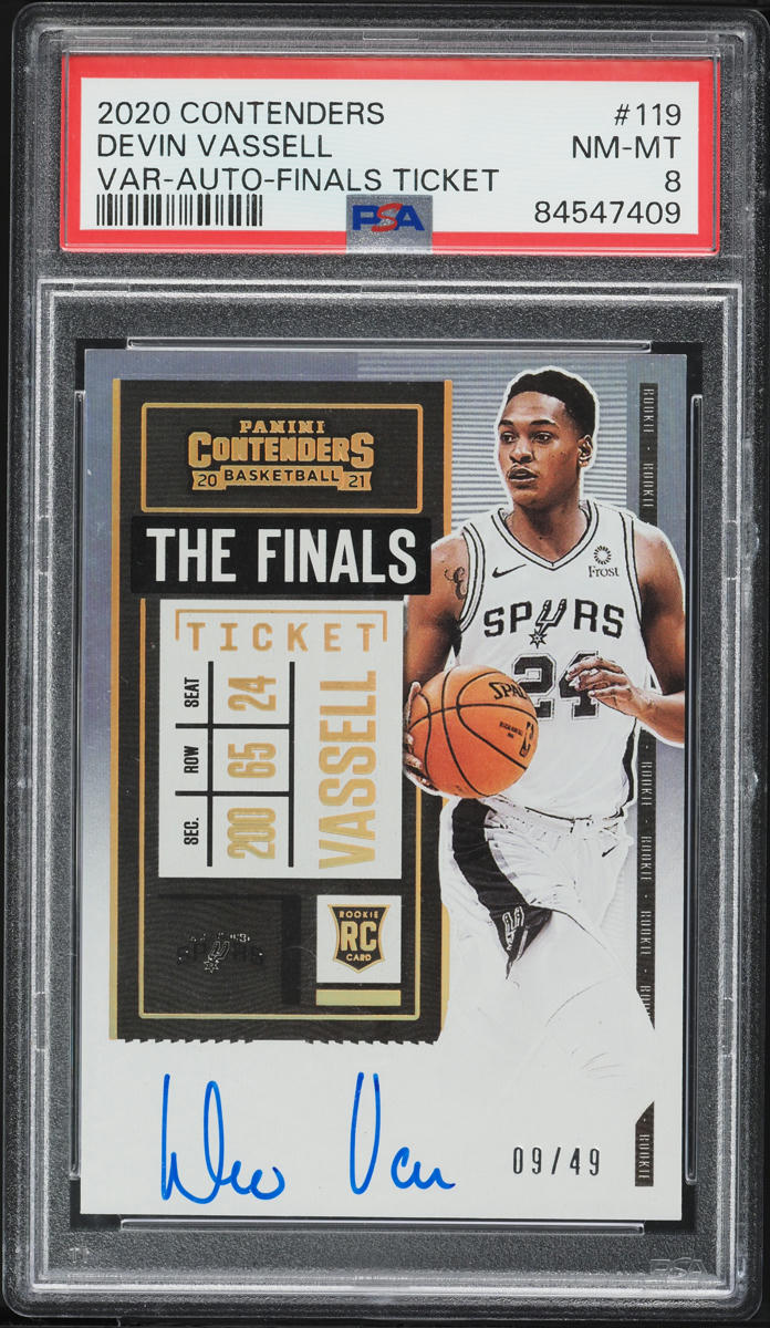 2020 Panini Contenders Variation Finals Ticket Devin Vassell ROOKIE AUTO /49 #119 PSA 8 NM-MT
