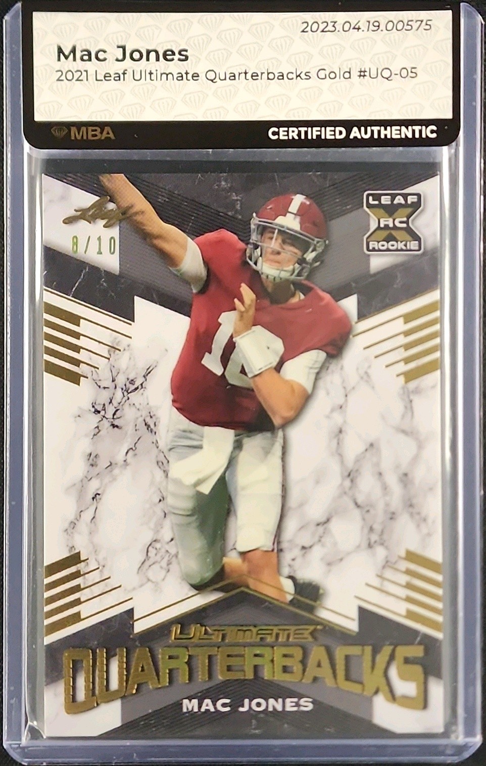 2021 Leaf Ultimate Quarterbacks XRC Gold Mac Jones ROOKIE /10 #UQ-05 MBA AUTH