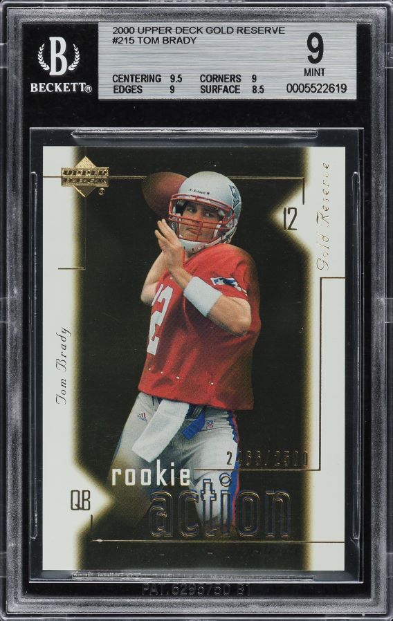 2000 Upper Deck Gold Reserve Tom Brady ROOKIE /2500 #215 BGS 9 MINT