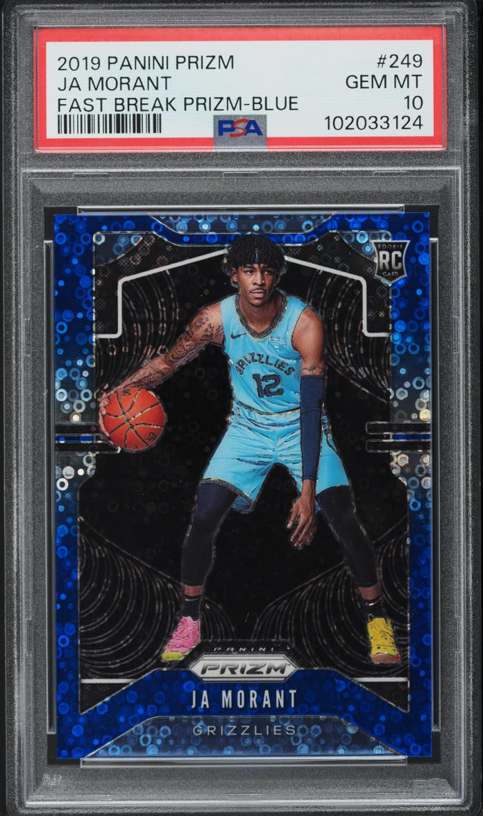 2019 Panini Prizm Fast Break Blue Ja Morant ROOKIE /175 #249 PSA 10 GEM MINT