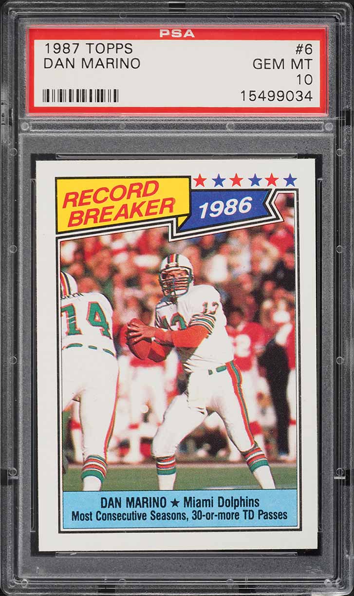 1987 Topps Football Dan Marino RECORD BREAKER #6 PSA 10 GEM MINT