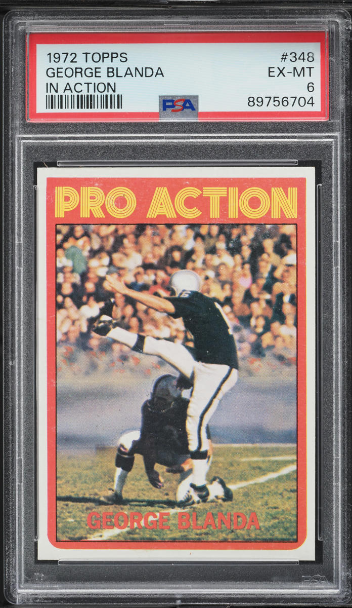1972 Topps Football George Blanda IN ACTION #348 PSA 6 EXMT