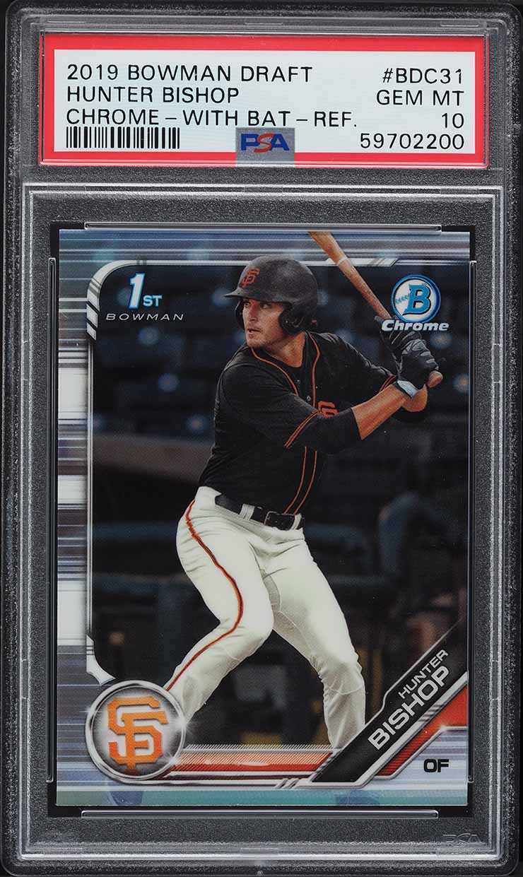 2019 Bowman Chrome Draft Refractor Hunter Bishop ROOKIE #BDC31 PSA 10 GEM MINT