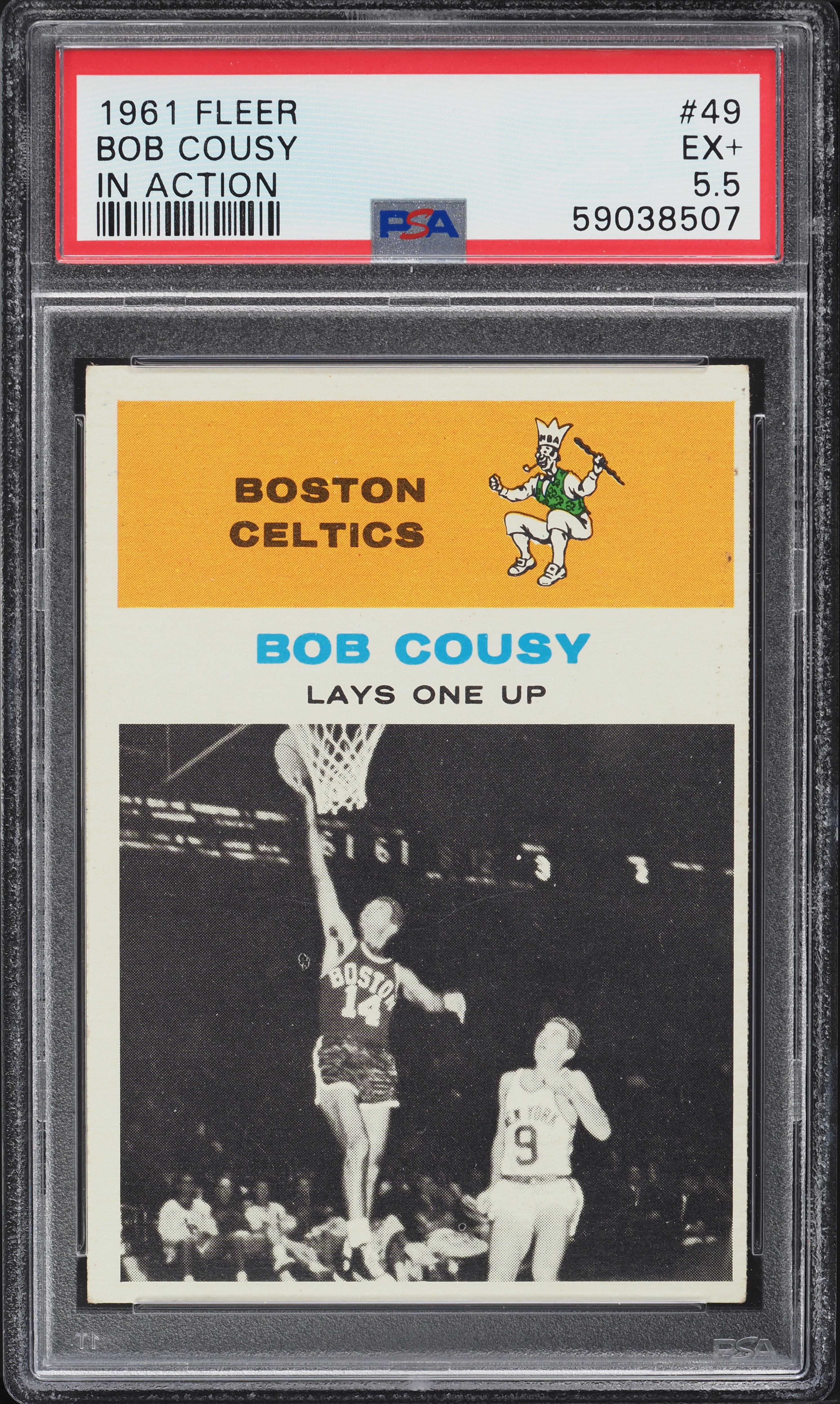 1961 Fleer Basketball Bob Cousy IN ACTION #49 PSA 5.5 EX+