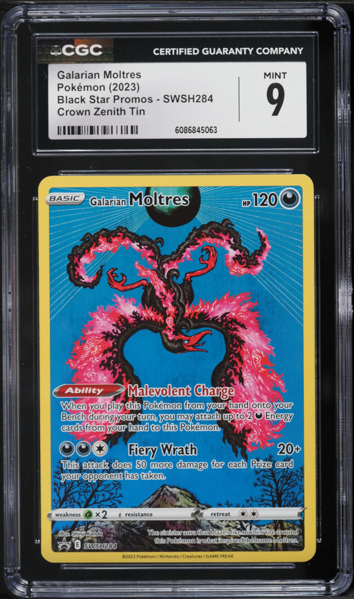 2023 Pokemon Sword & Shield Promo Crown Zenith Galarian Moltres #284 CGC 9 MINT