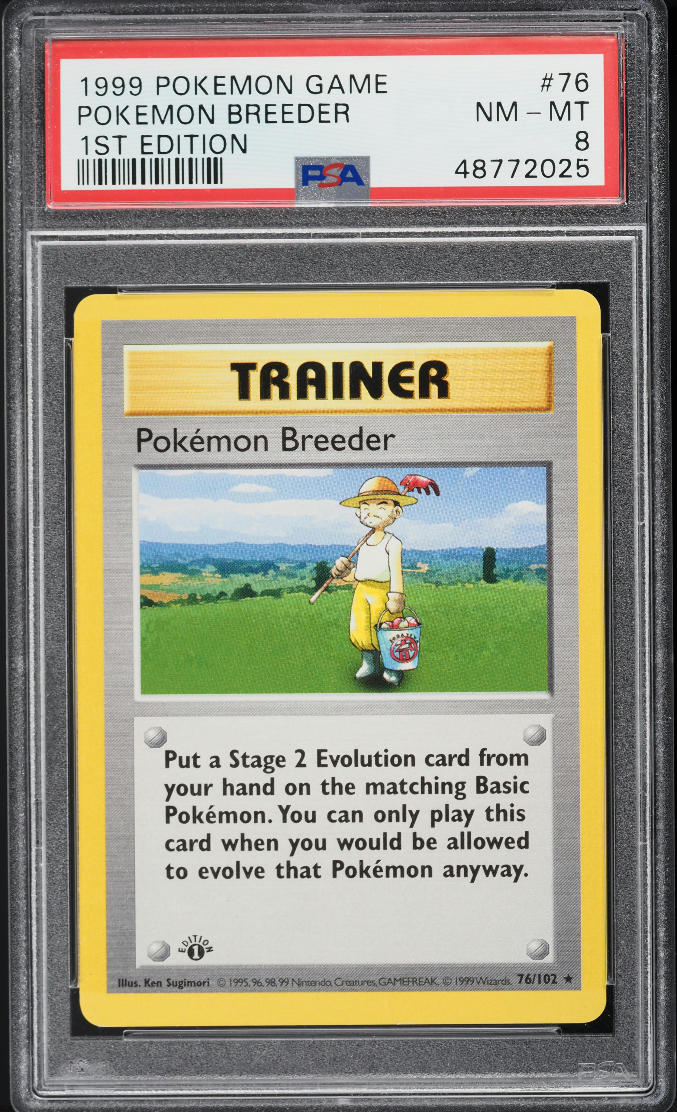 1999 Pokemon Base Set Shadowless 1st Edition Pokemon Breeder #76 PSA 8 NM-MT