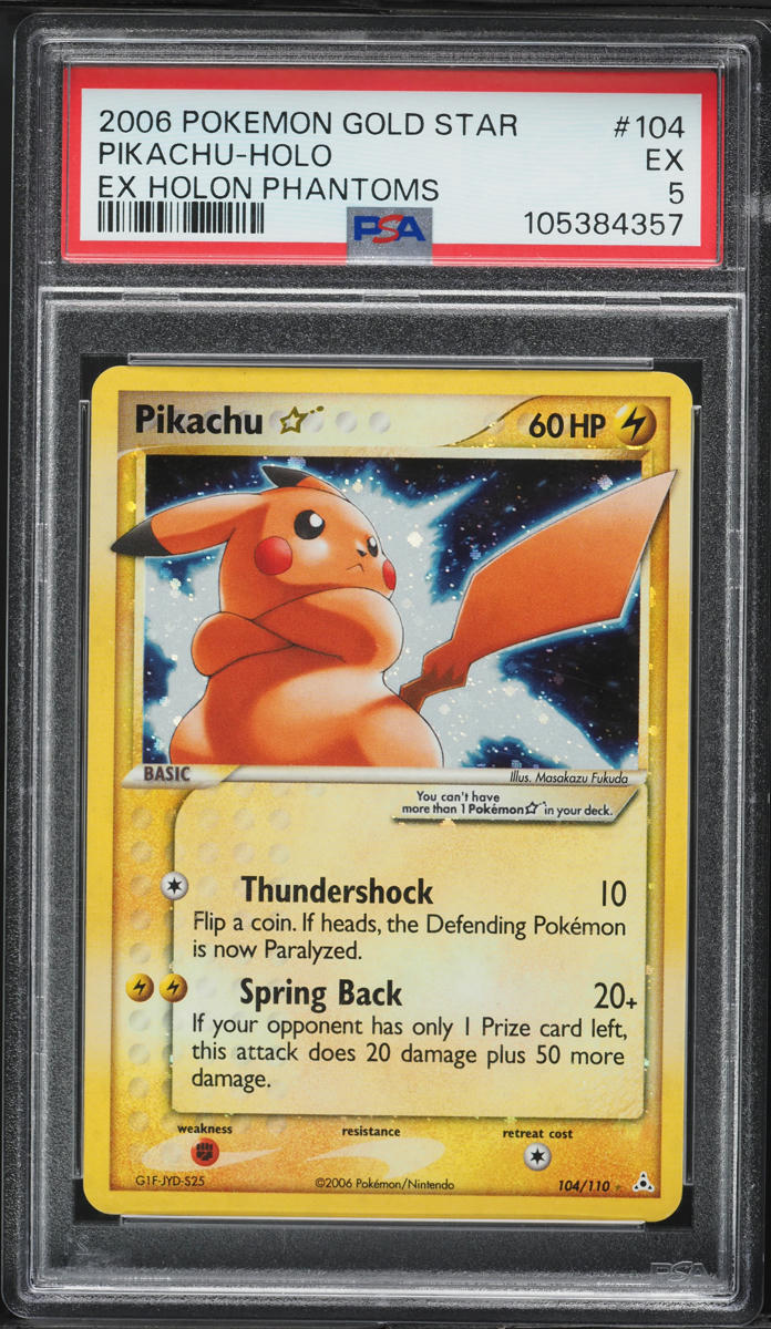 2006 Pokemon EX Holon Phantoms Holo Pikachu Gold Star #104 PSA 5 EX