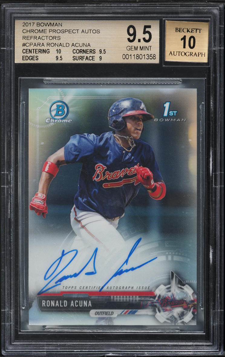 2017 Bowman Chrome Refractor Ronald Acuna Jr. PROSPECT AUTO /499 BGS 9.5 GEM