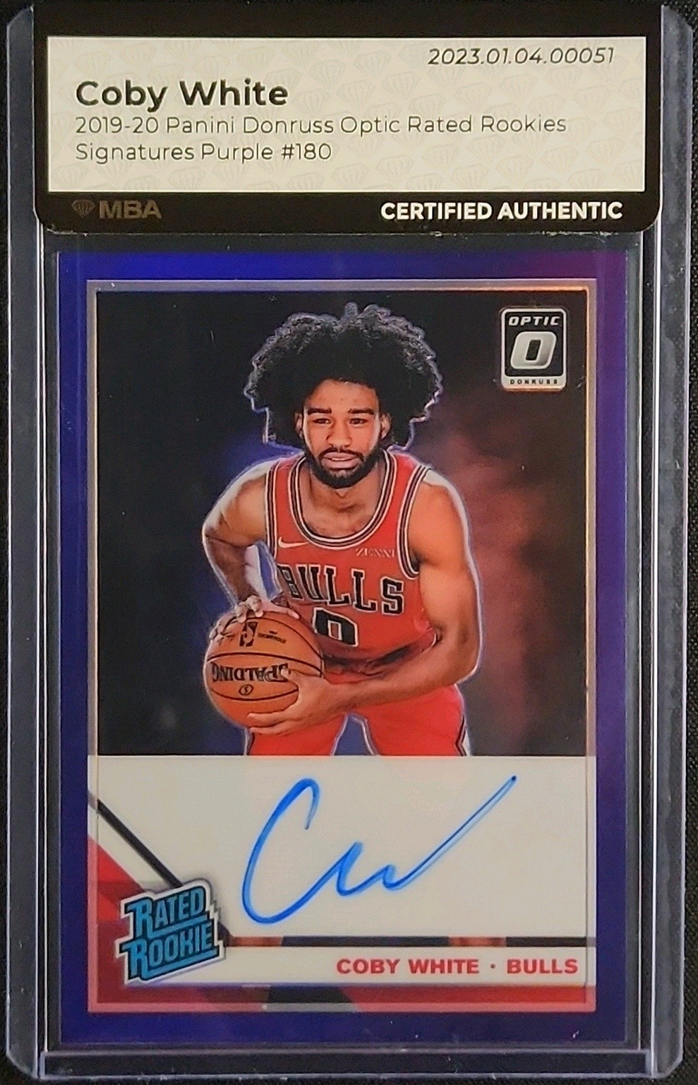 2019 Donruss Optic Purple Coby White ROOKIE AUTO #180 MBA AUTH