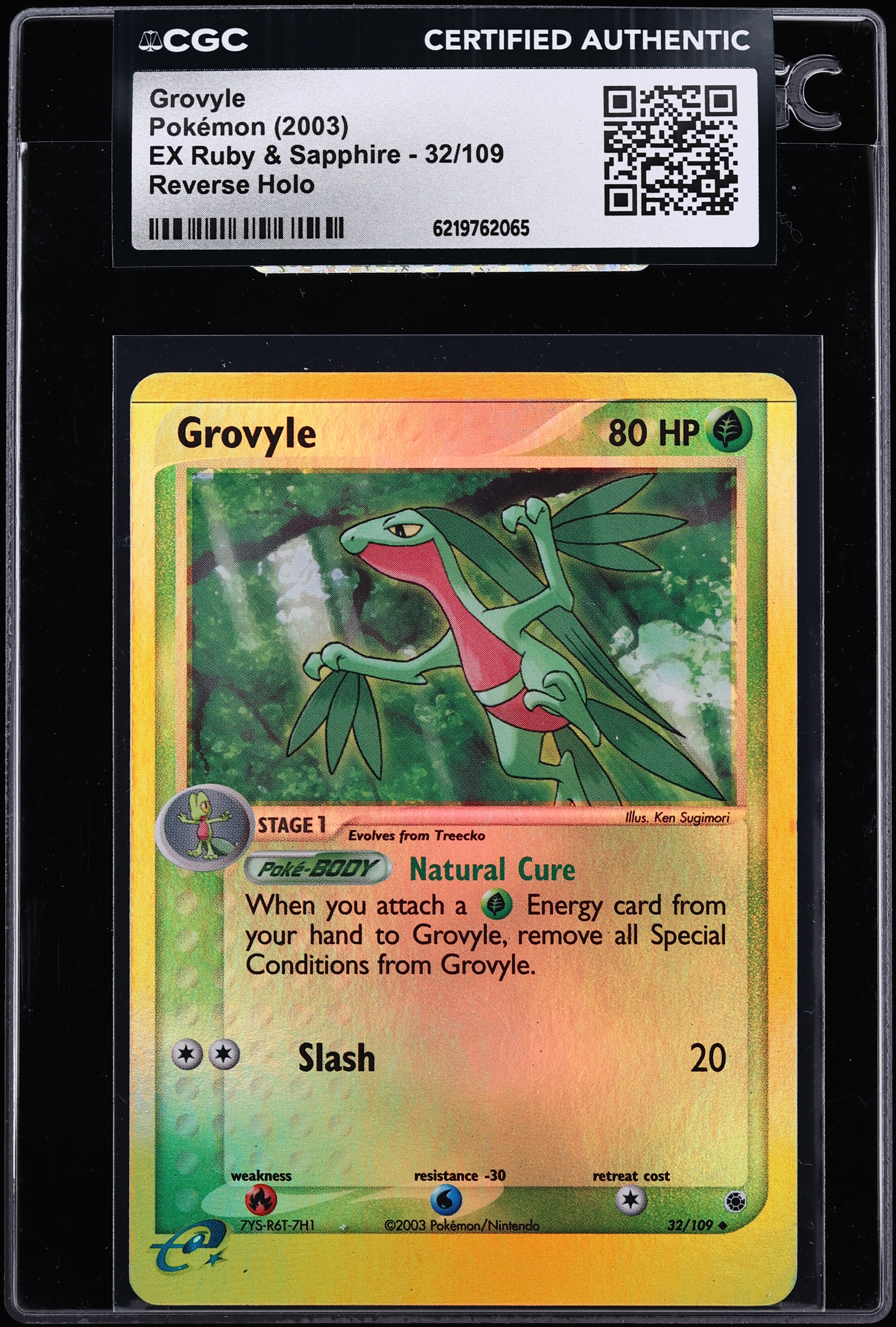 2003 Pokemon EX Ruby & Sapphire Reverse Holo Grovyle #32 CGC AUTH