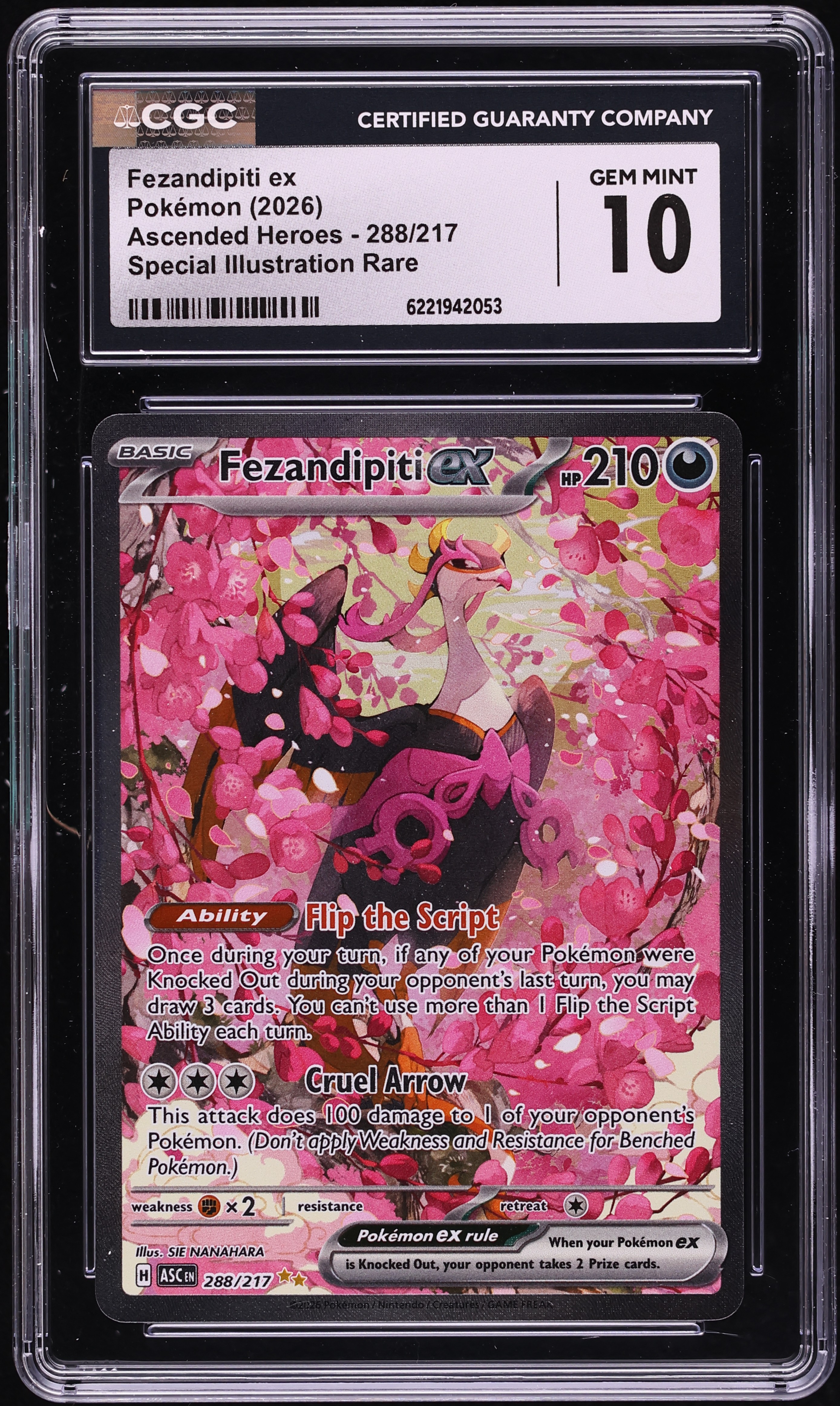 2026 Pokemon Mega Evolution Ascended Heroes SIR Fezandipiti EX #288 CGC 10 GEM MINT