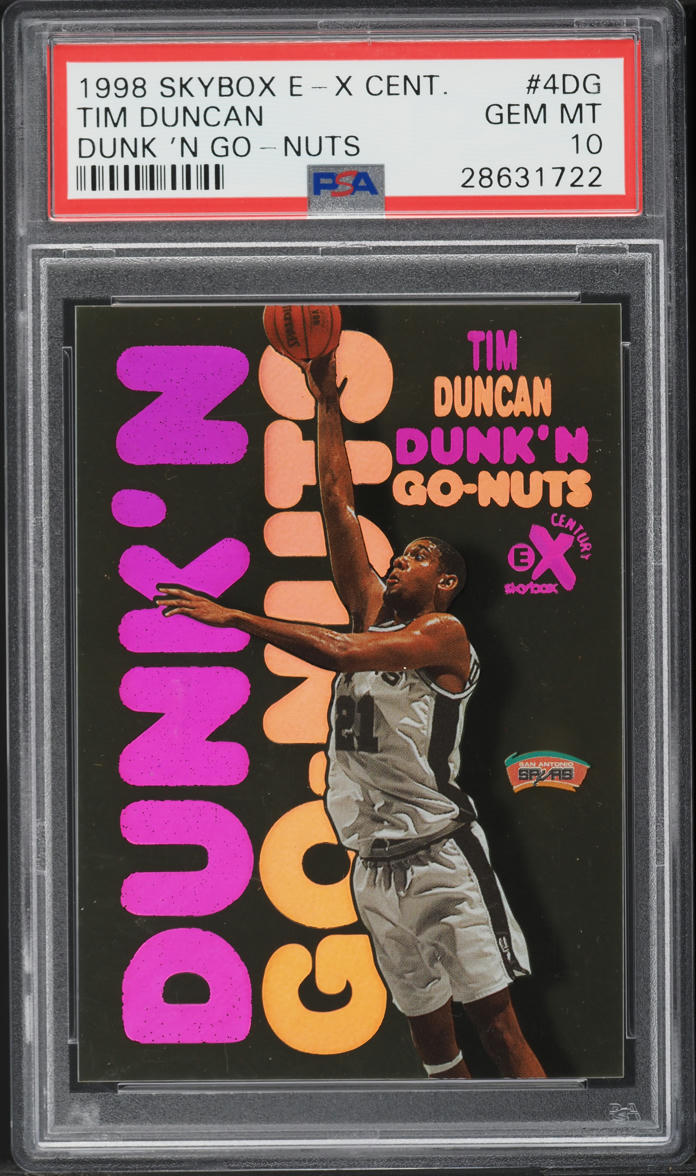 1998 Skybox E-X Century Dunk 'N Go-Nuts Tim Duncan #4DG PSA 10 GEM MINT