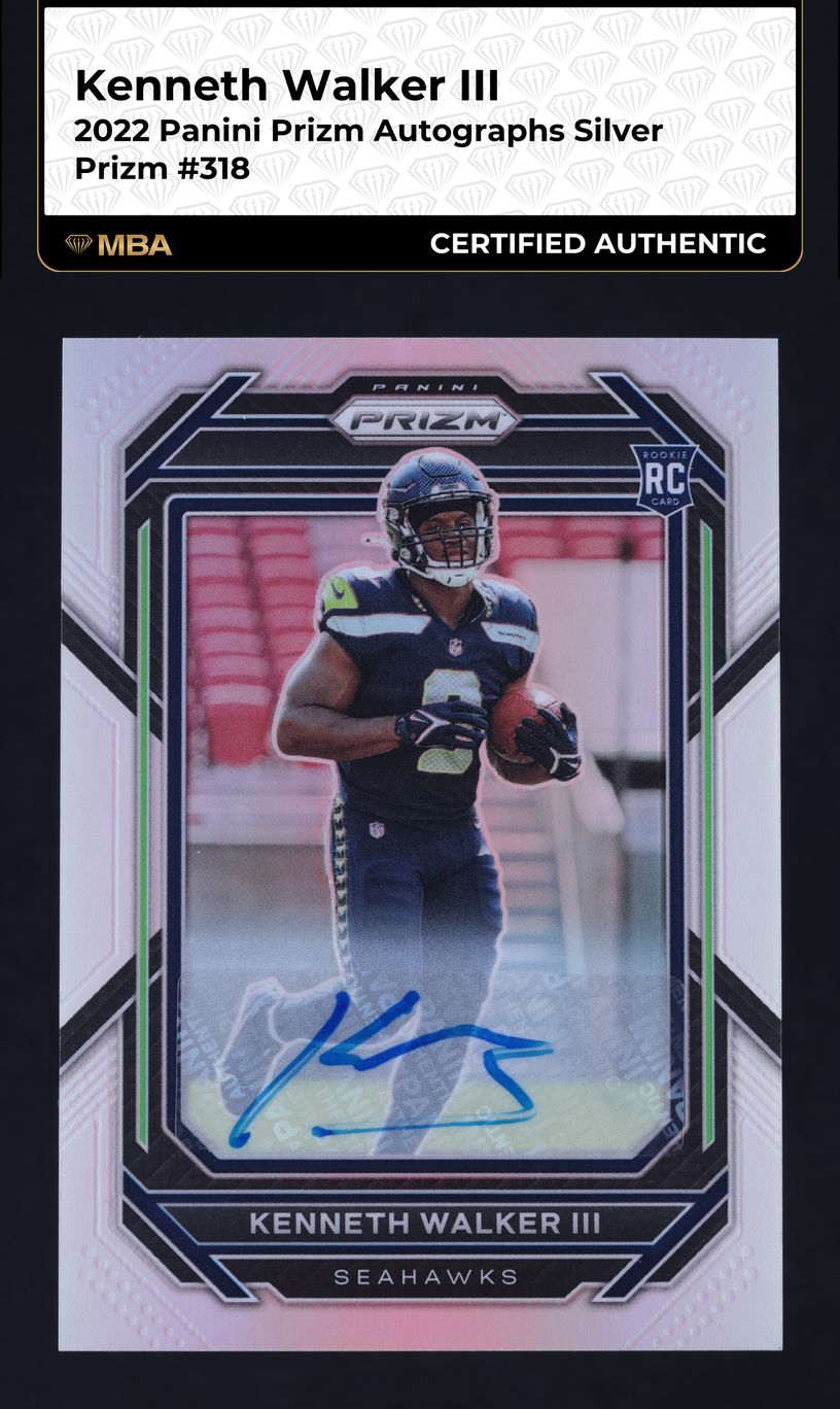 2022 Panini Prizm Silver Kenneth Walker III ROOKIE AUTO #318 MBA AUTH