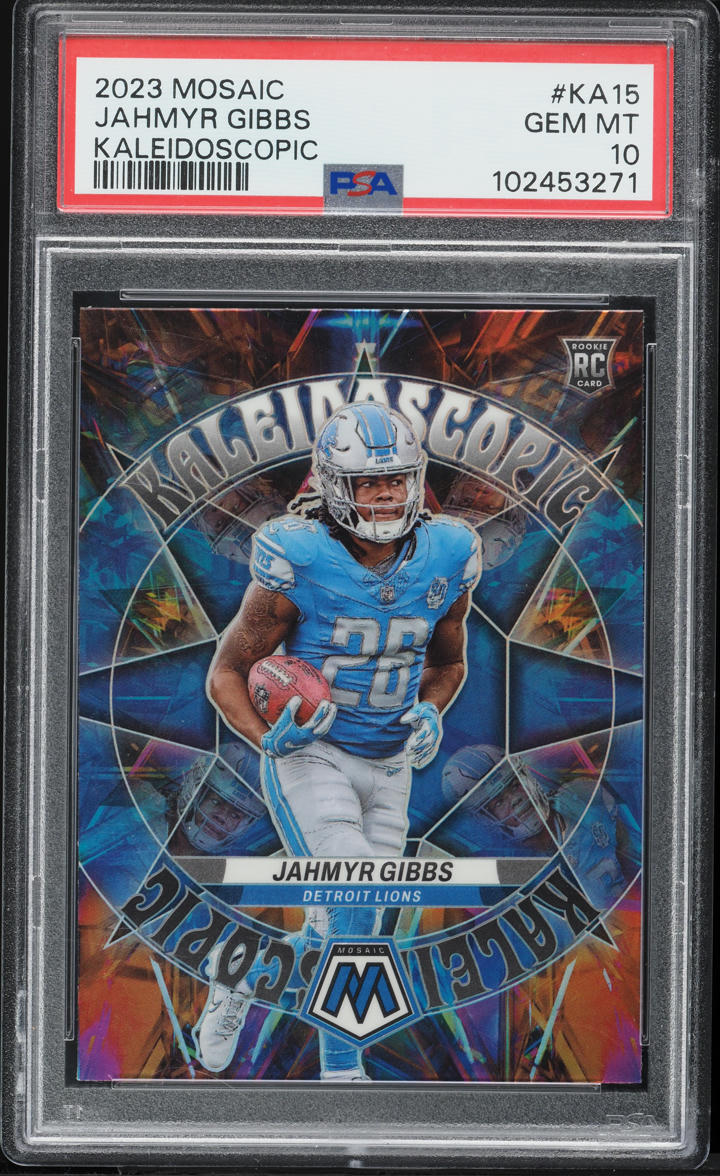 2023 Panini Mosaic Kaleidoscopic Jahmyr Gibbs ROOKIE #KA15 PSA 10 GEM MINT