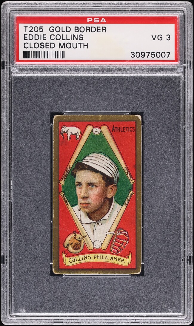 1911 T205 Gold Border Eddie Collins CLOSED MOUTH PSA 3 VG