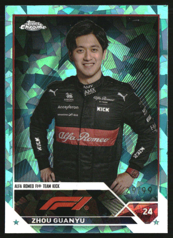 2023 Topps Chrome Sapphire Formula 1 Aqua Refractors #58 Zhou Guanyu /99