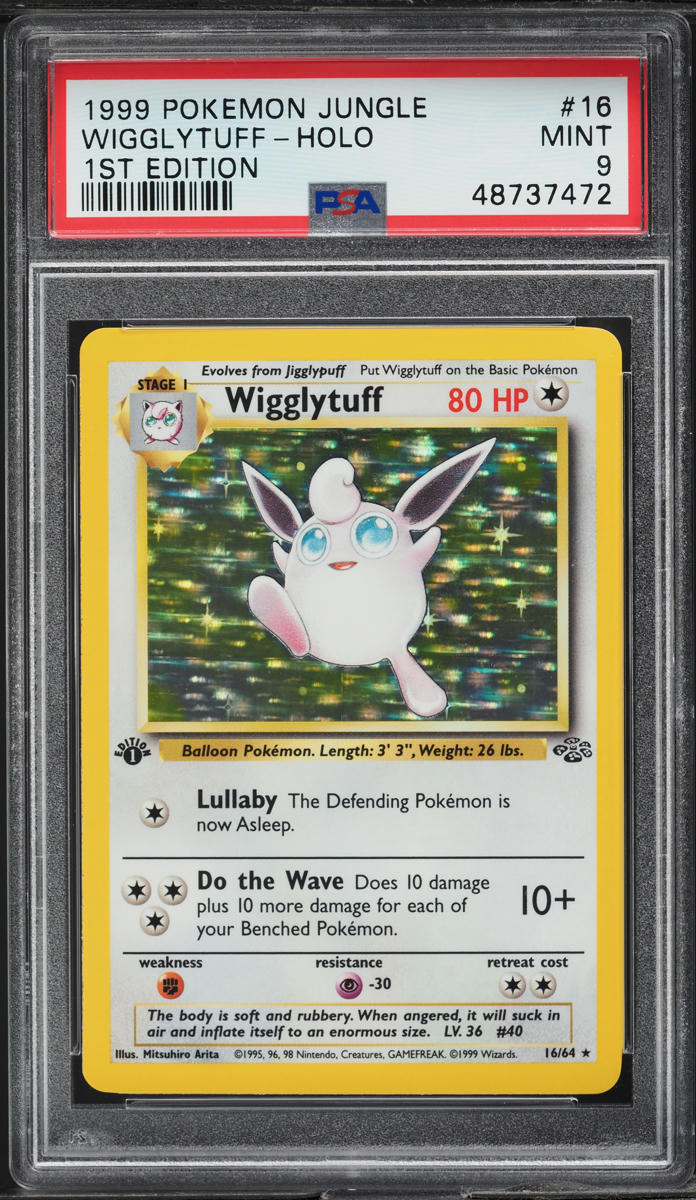 1999 Pokemon Jungle 1st Edition Holo Wigglytuff #16 PSA 9 MINT
