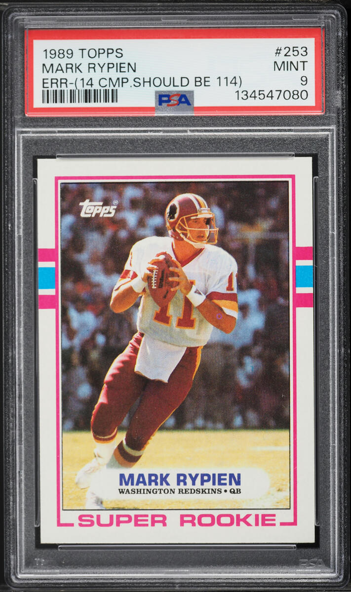 1989 Topps Football Error Mark Rypien #253 PSA 9 MINT