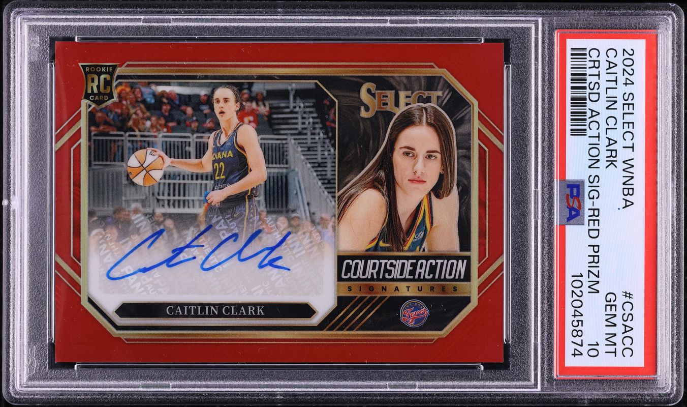 2024 Select WNBA Courtside Action Red Prizm Caitlin Clark ROOKIE AUTO /99 PSA 10