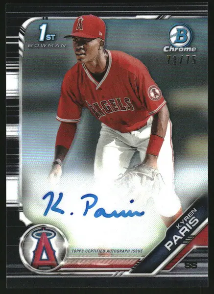 2019 Bowman Draft Chrome Black Refractor #CDA-KP Kyren Paris RC Auto /75