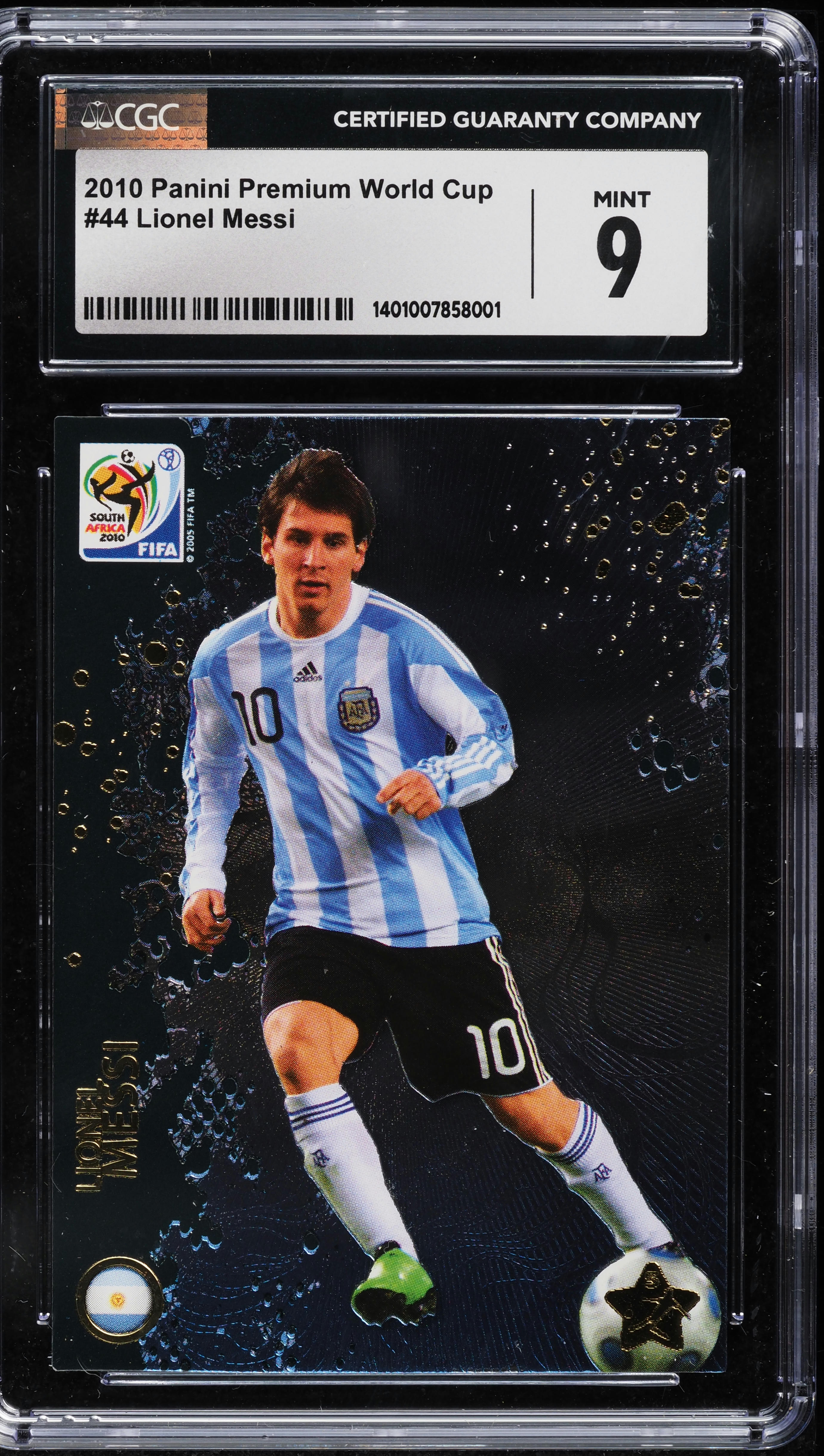 2010 Panini Premium World Cup South Africa Lionel Messi #44 CGC 9 MINT