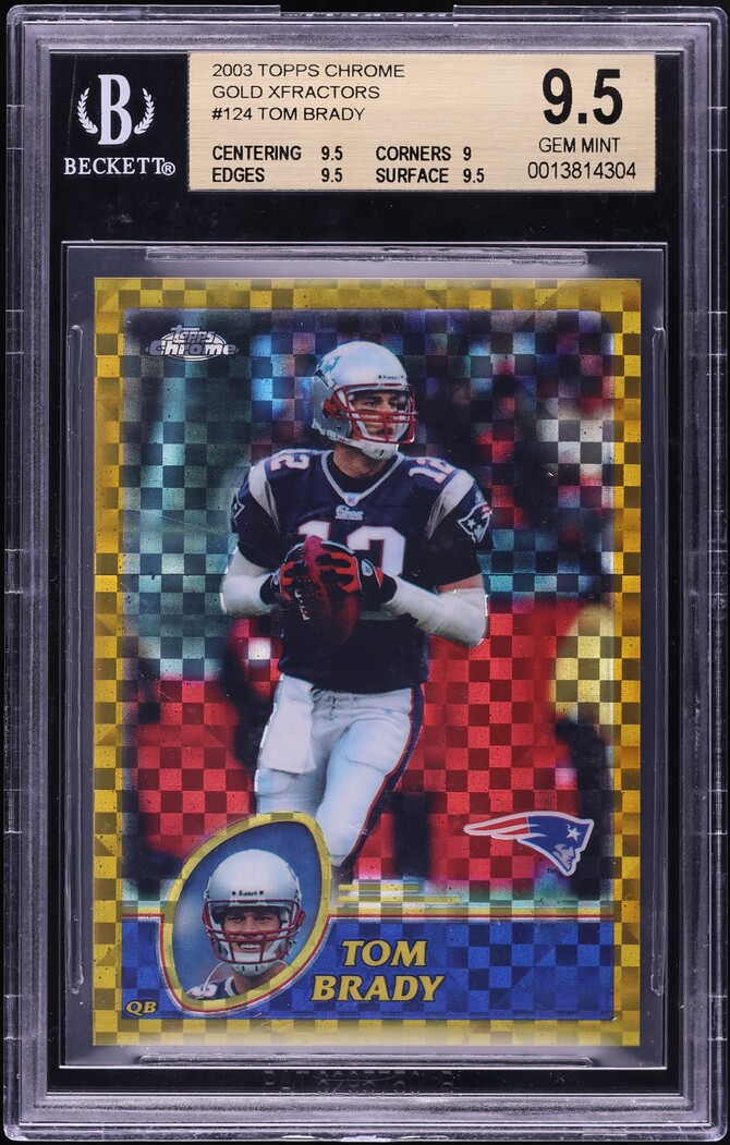 2003 Topps Chrome Gold Xfractor Tom Brady /101 #124 BGS 9.5 GEM MINT
