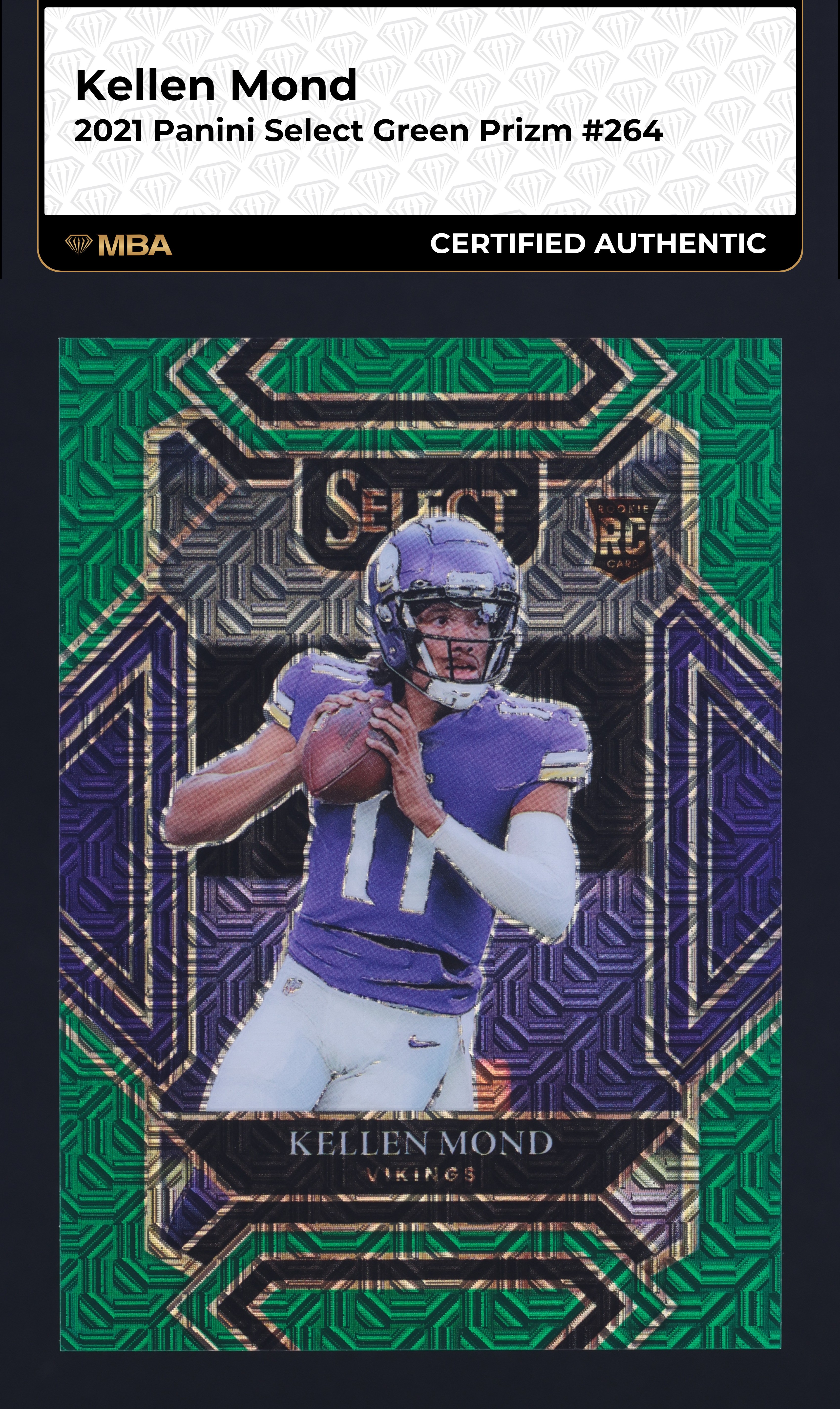 2021 Select Club Level Green Prizm Kellen Mond ROOKIE 1/5 #264 MBA AUTH