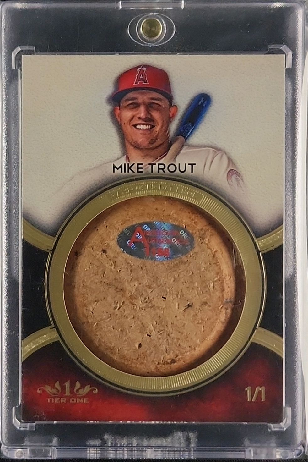 2018 Topps Tier One Bat Knobs Mike Trout PATCH 1/1 #T1BK-MT MBA AUTH
