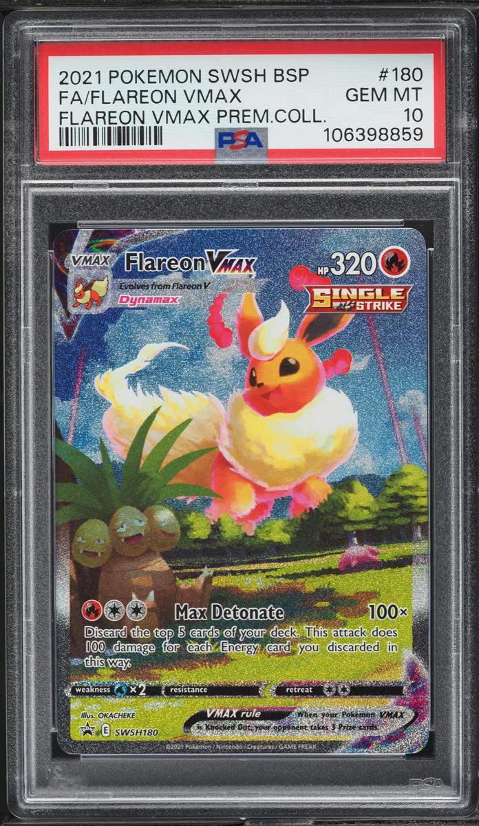 2021 Pokemon SWSH Black Star Promo Premium Collection Flareon VMAX #180 PSA 10