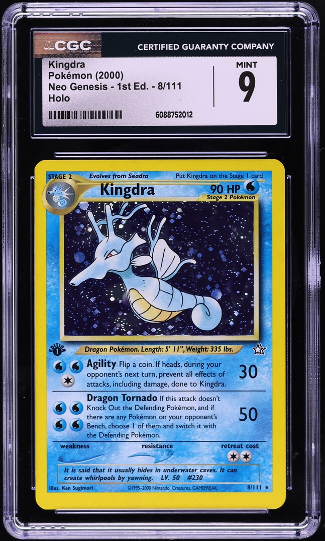 2000 Pokemon Neo Genesis 1st Edition Holo Kingdra #8 CGC 9 MINT