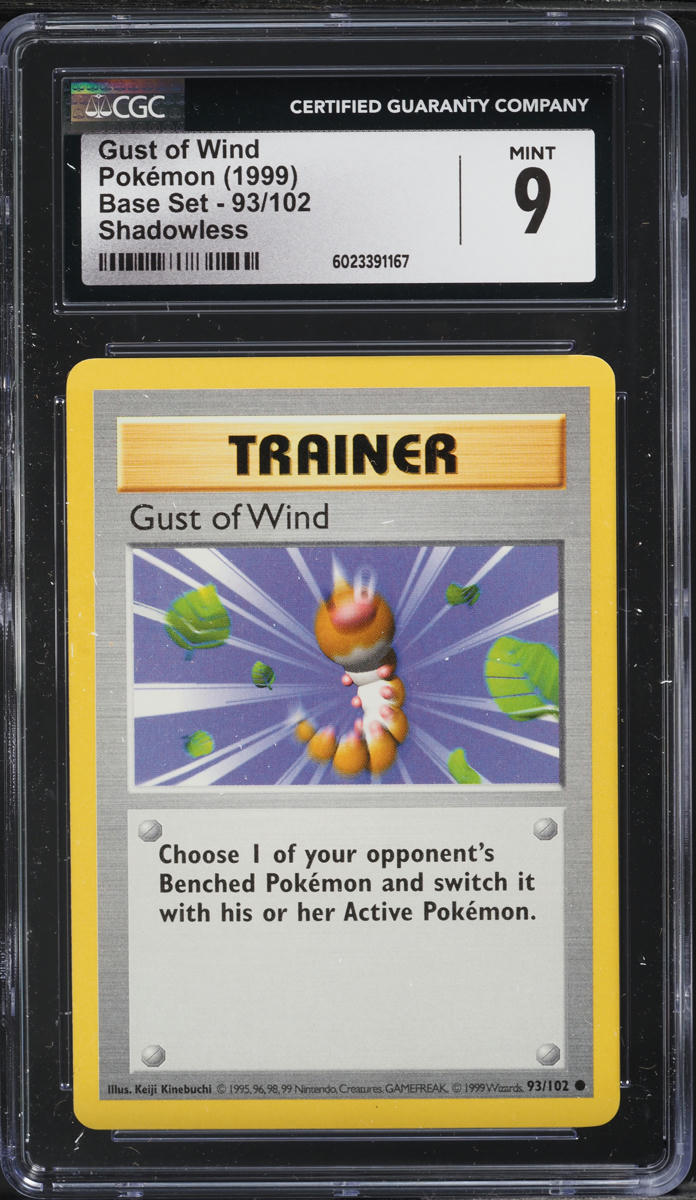 1999 Pokemon Base Set Shadowless Gust Of Wind #93 CGC 9 MINT