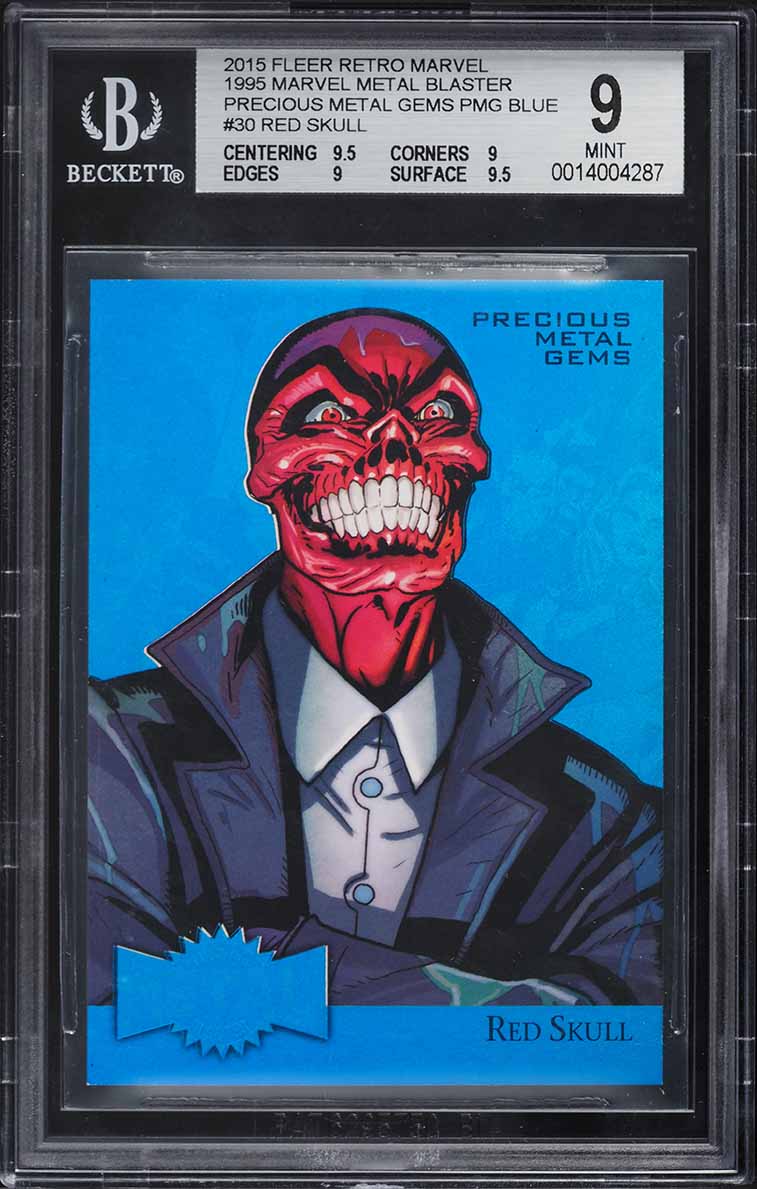2015 Fleer Retro Marvel Precious Metal Gems PMG Blue Red Skull /50 #30 BGS 9