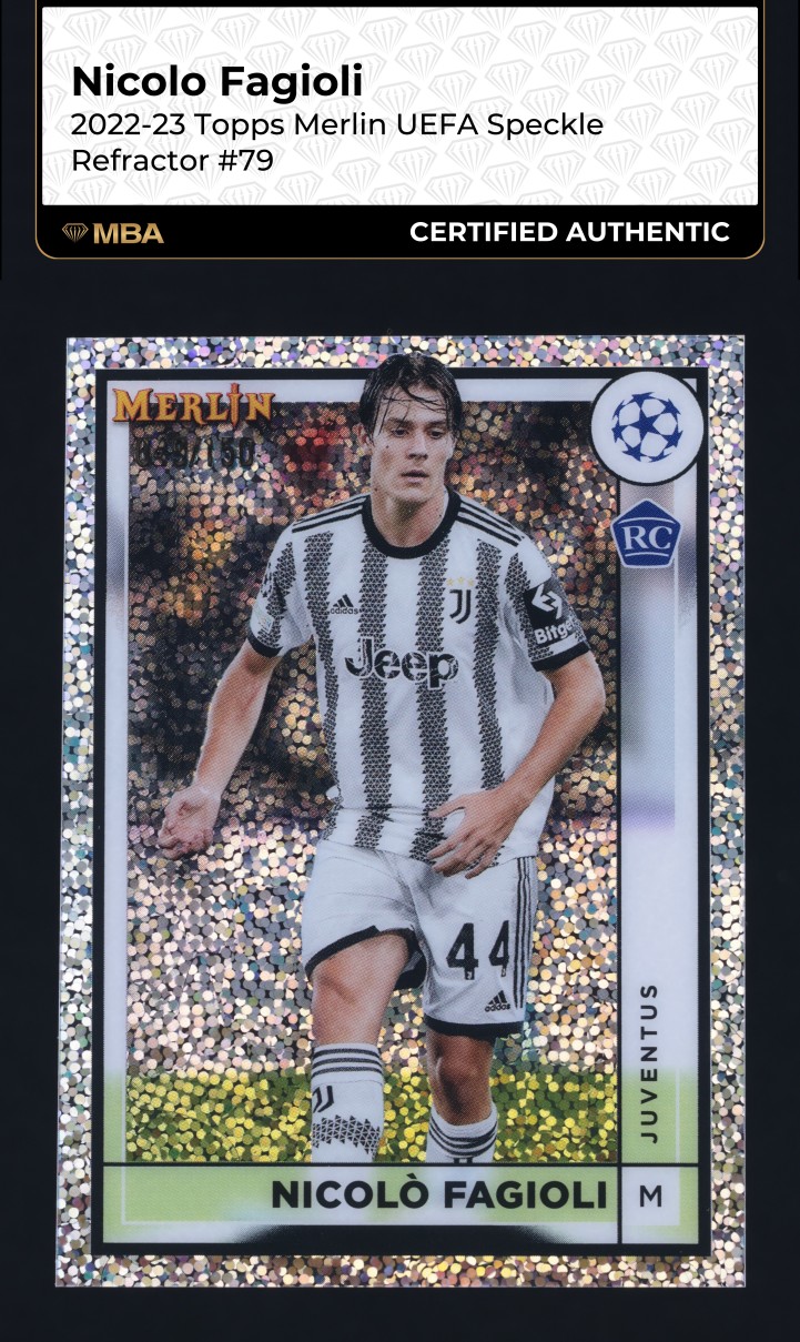 2022 Topps Merlin UEFA Speckle Refractor Nicolo Fagioli ROOKIE /150 #79 MBA AUTH