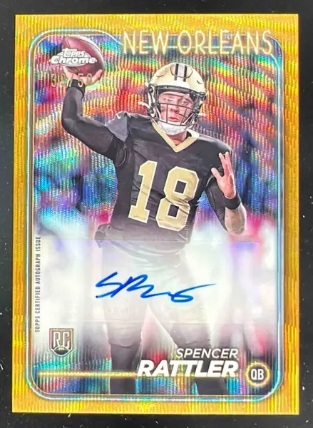 2024 Topps Chrome Rookie Gold Wave Refractor #RA-SRA Spencer Rattler RC Auto /50