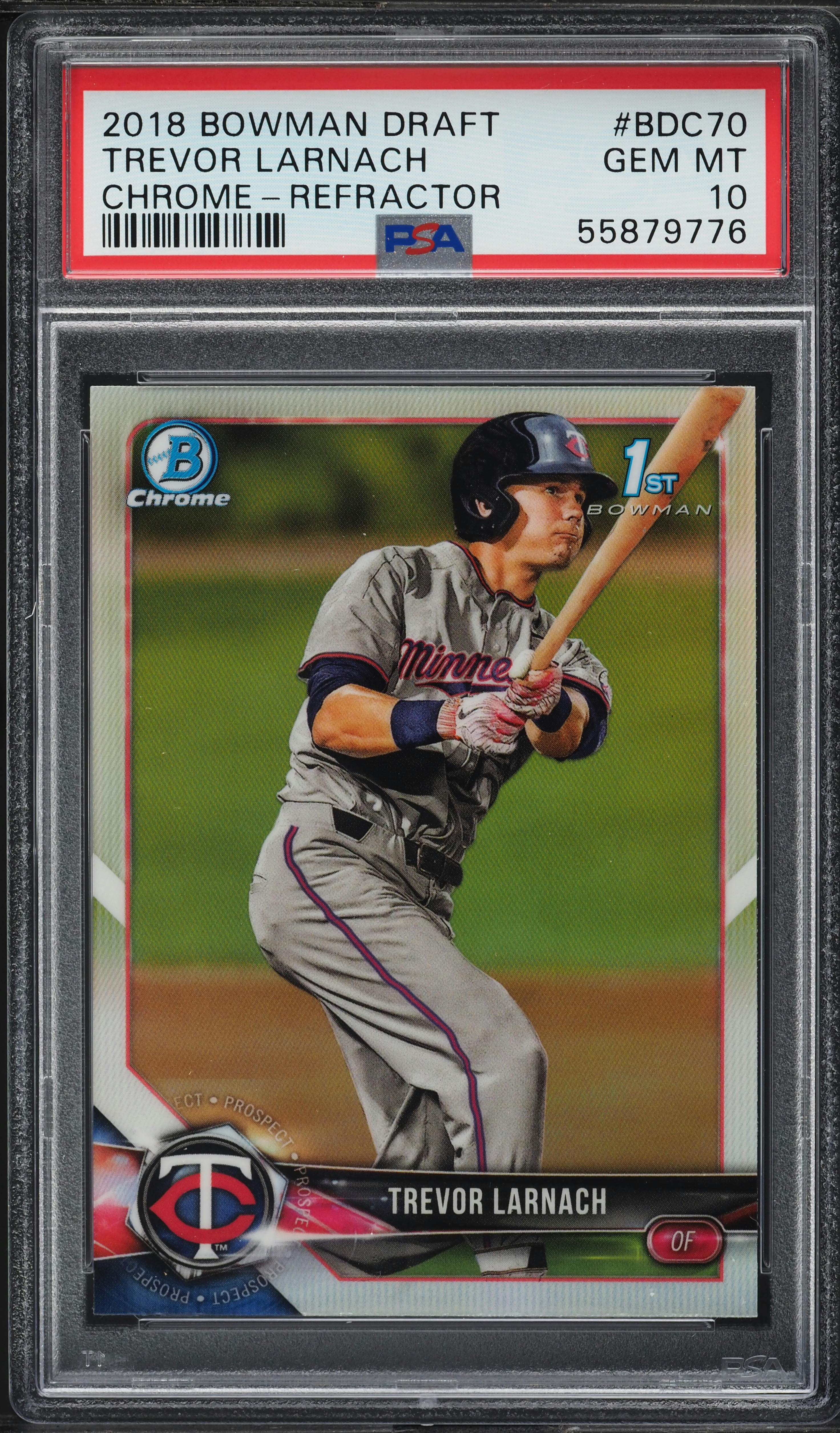 2018 Bowman Chrome Draft Refractor Trevor Larnach ROOKIE #BDC-70 PSA 10 GEM MINT