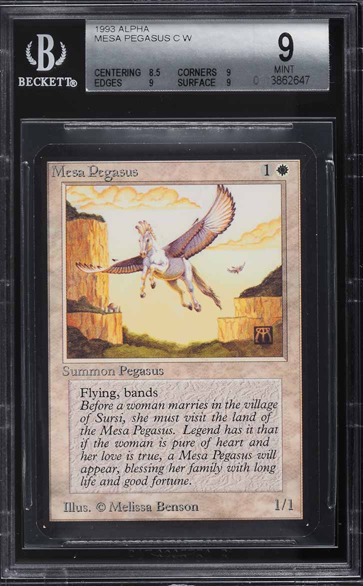 1993 Magic The Gathering MTG Alpha Mesa Pegasus C W BGS 9 MINT