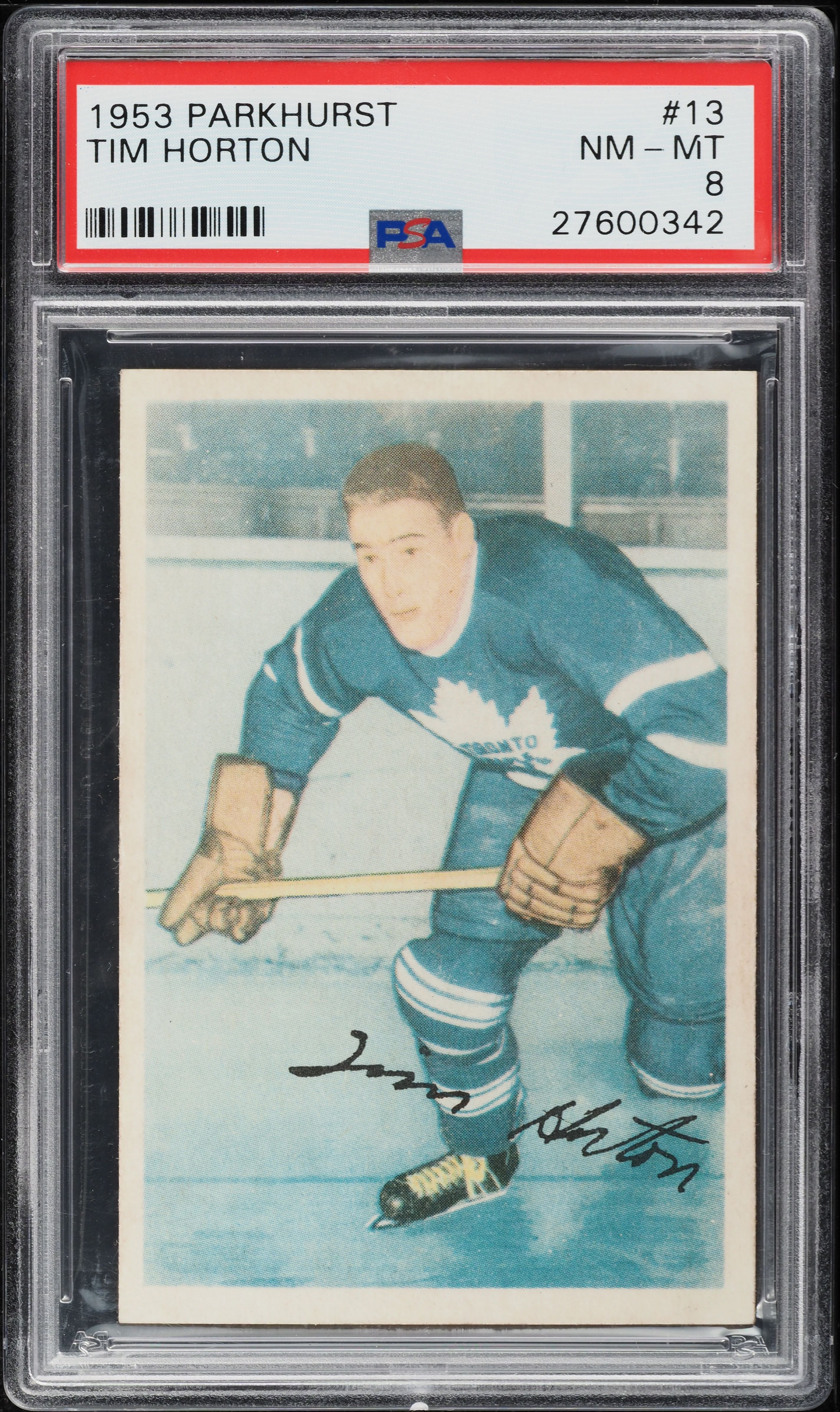 1953 Parkhurst Tim Horton #13 PSA 8 NM-MT