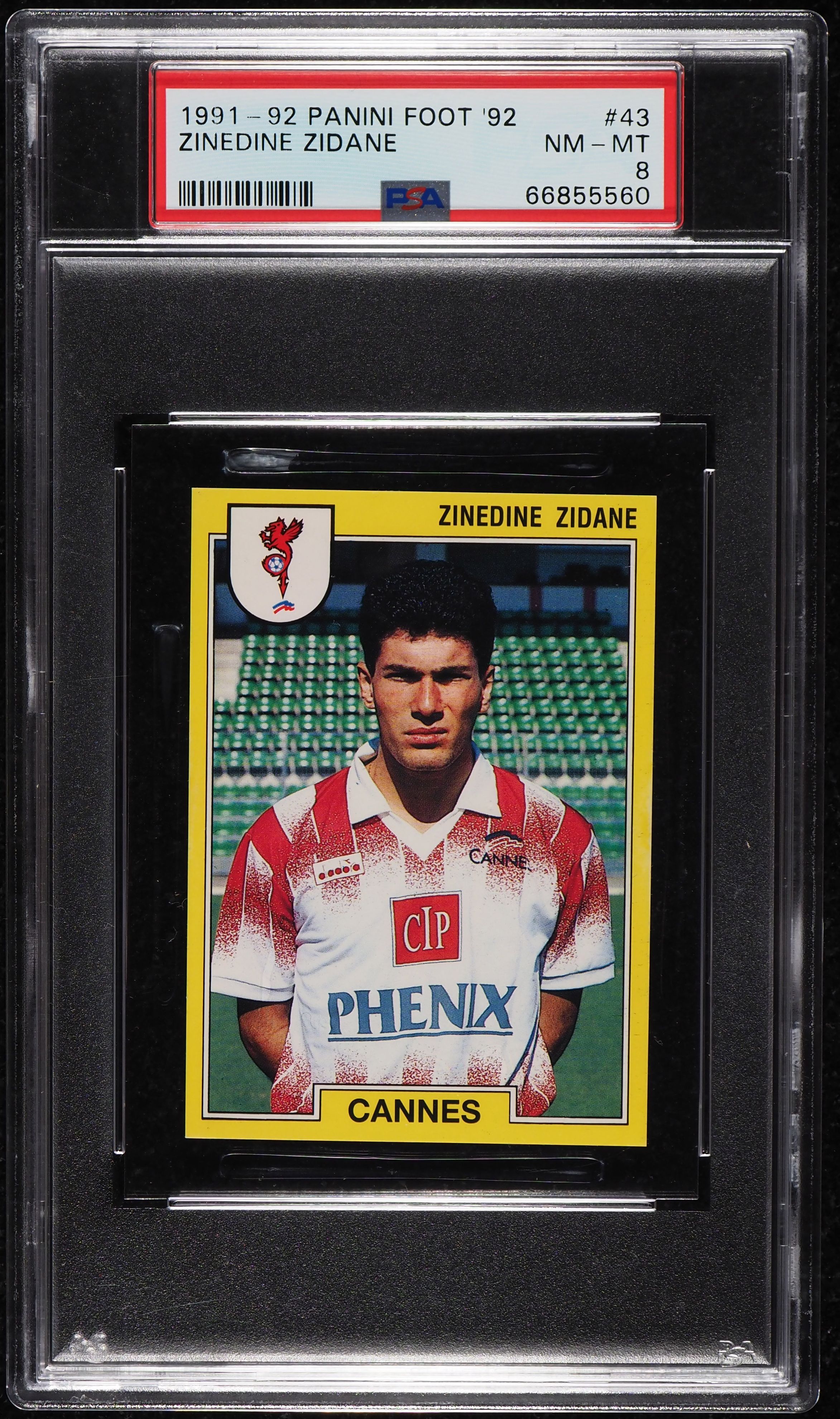 1991 Panini Foot '92 Soccer Zinedine Zidane ROOKIE #43 PSA 8 NM-MT