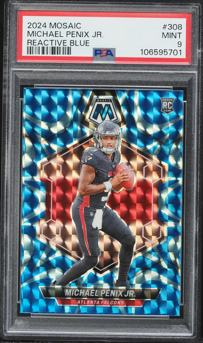2024 Panini Mosaic Reactive Blue Michael Penix Jr ROOKIE #308 PSA 9 MINT