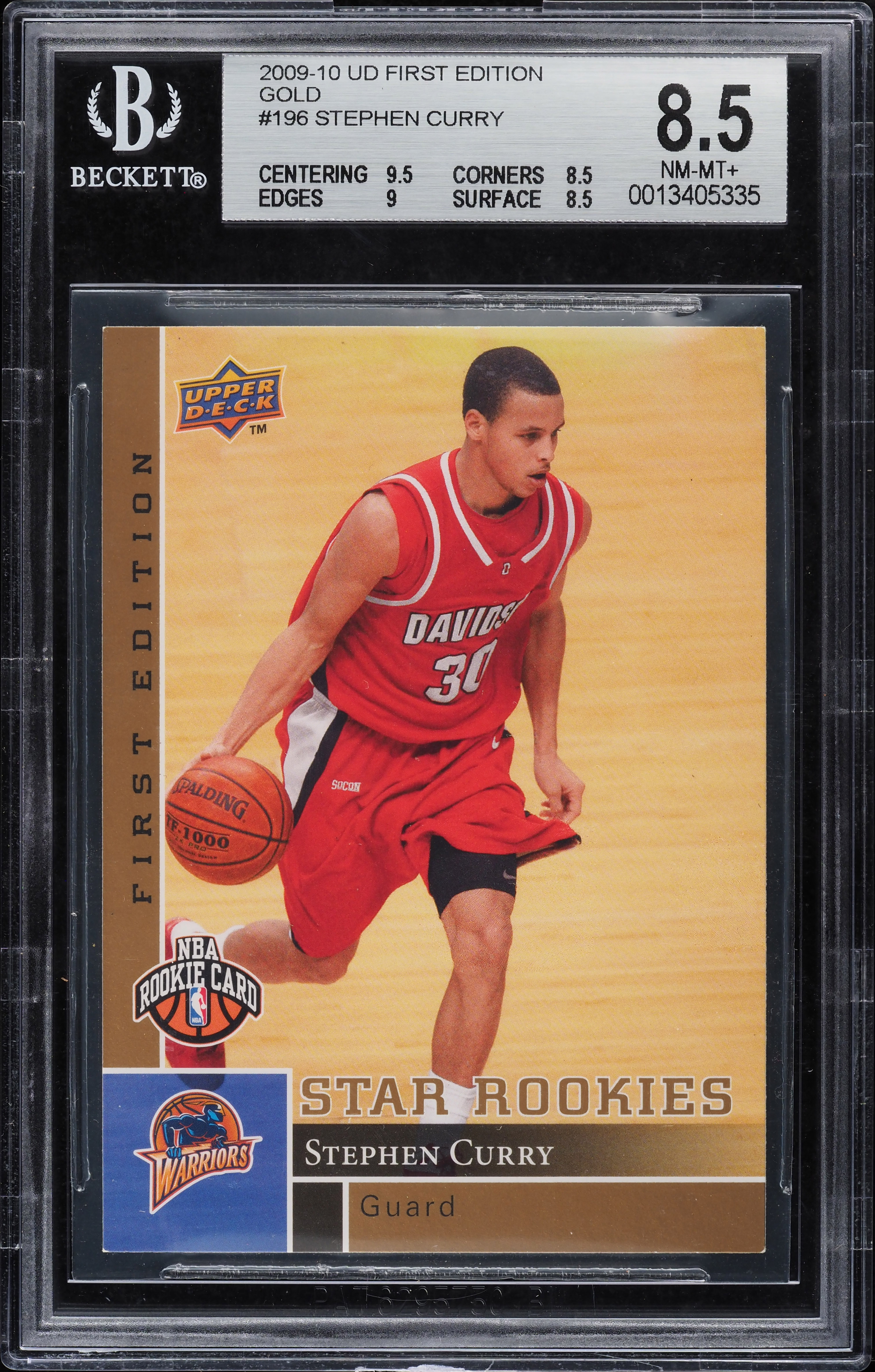 2009 Upper Deck First Edition Gold Stephen Curry ROOKIE #196 BGS 8.5 NM-MT+