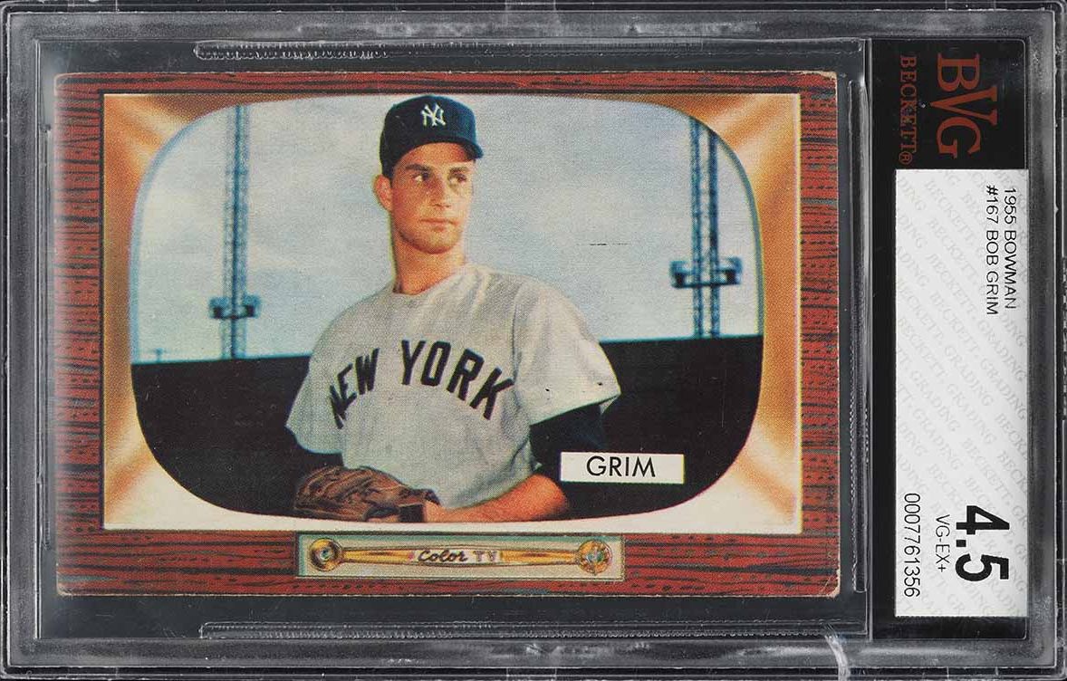 1955 Bowman Bob Grim ROOKIE #167 BVG 4.5 VGEX+
